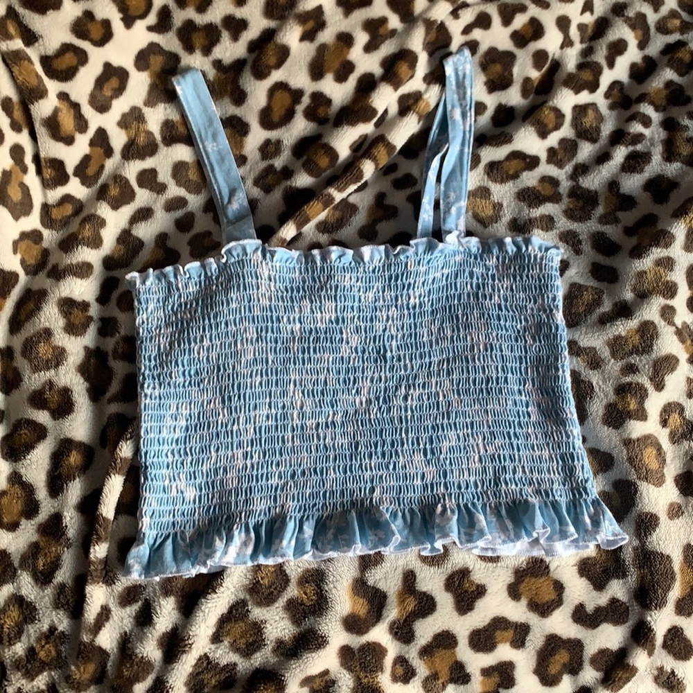 light blue floral crop top